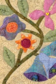 A detail from Garden at the Cabin by Joan Quiltsmith