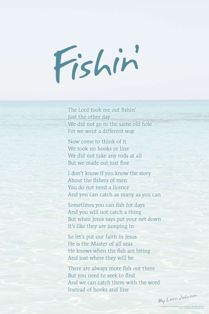 Fishin' poster by poet Lorn Johnson
