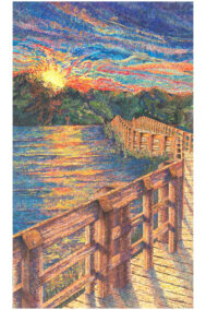 Hiker's Delight by Elaine Tsuruda pointillism art print