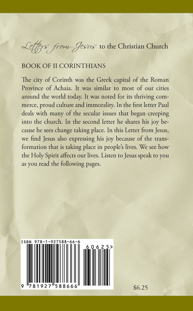 Back Cover of Letters From Jesus - II Corinthians by Glen Carlson
