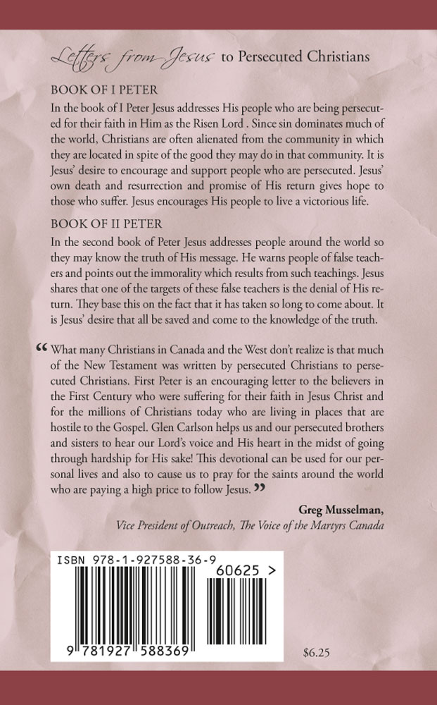 Back Cover of Letters From Jesus - 1 & 2 Peter by Glen Carlson