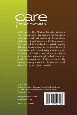 back cover of care for new members by dr. t. b. neil