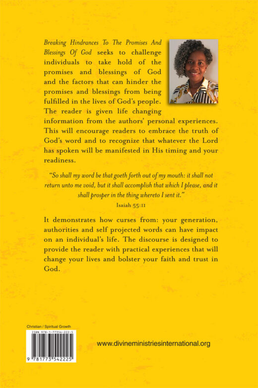 back cover of breaking hindrances to the promises and blessings of god by evelyn b. morris