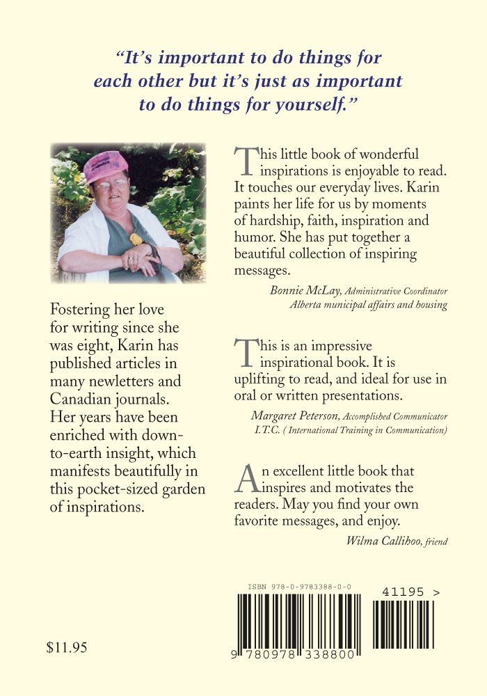 Back Cover of My Garden of Inspiration by Karin Kossman