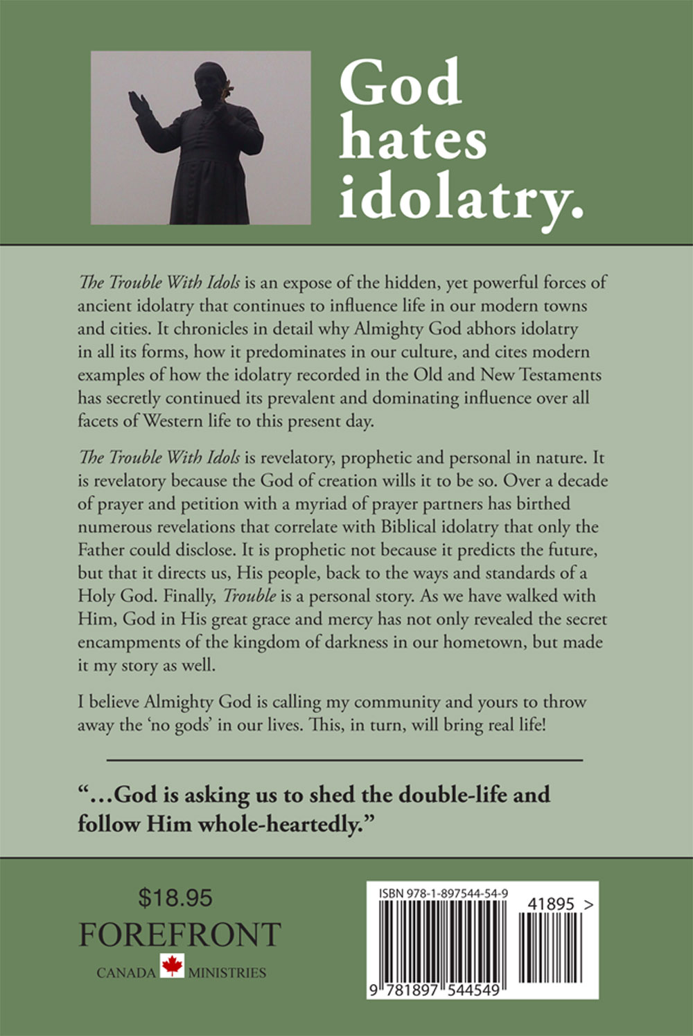 Back Cover of The Trouble With Idols by Greg Gibson