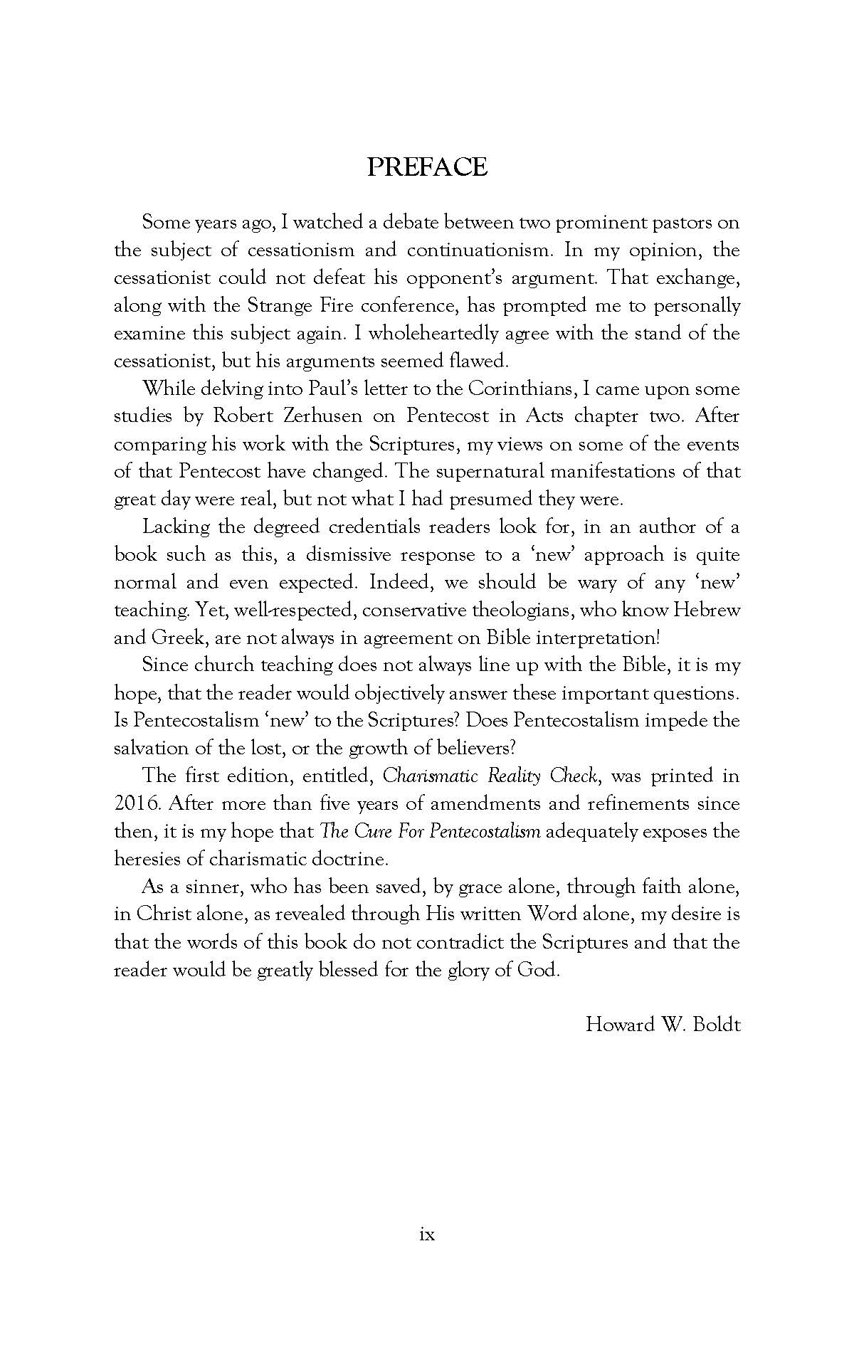 Pages from The Cure for Pentecostalism by Howard Boldt