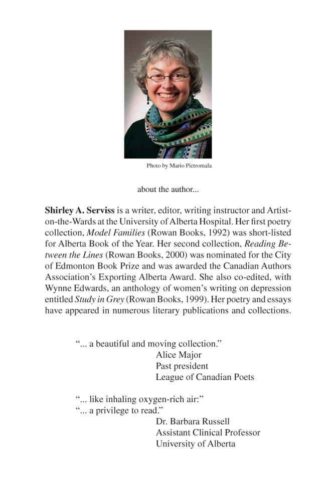 Back Cover Hitchhiking in the Hospital by Shirley Serviss