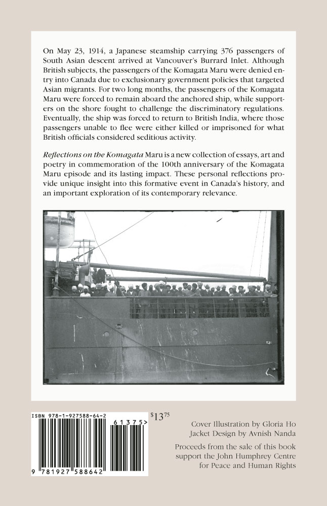 Back Cover of Reflections on the Komagata Maru by Avnish Nanda, Richie Assaly, Sheena Josan