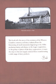 Back Cover of Creameries and Dairies of Western Canada by Bob Snyder