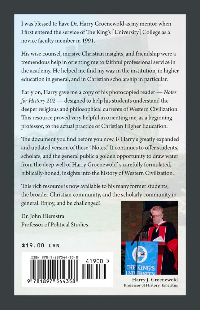 Back Cover of From Antiquity to the Reformation by Harry J. Groenewold