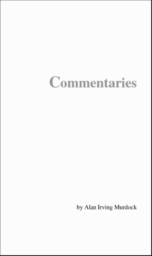 Front Cover of Commentaries by Alan Murdock