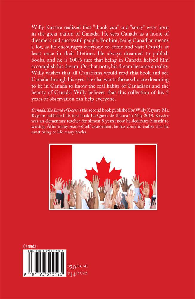 Back Cover of Canada: Land of Doers by Willy Kaysire