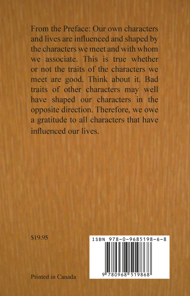 Back Cover of Characters by Arthur O.R. Thormann