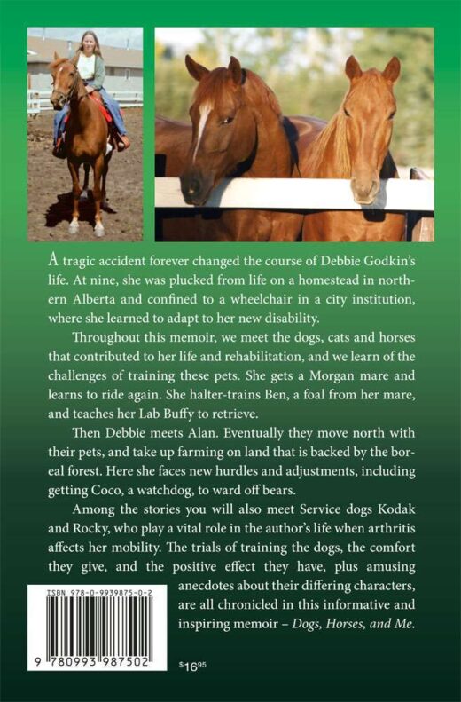 Back Cover of "Dogs, Horses and Me" by Debbie Godkin