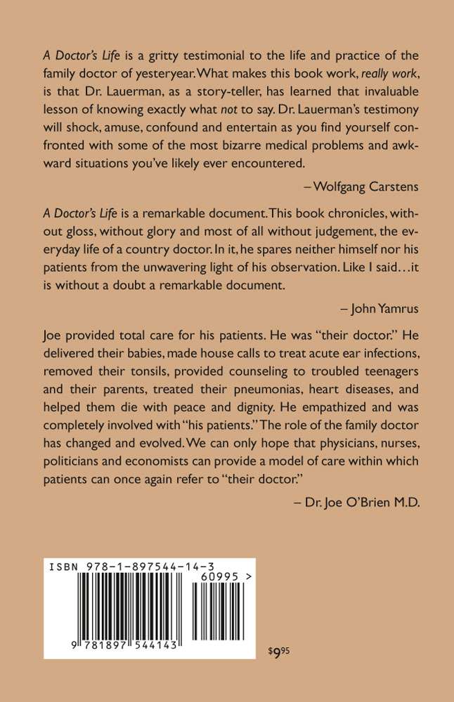 Back Cover of A Doctors Life by Dr. Joseph Lauerman