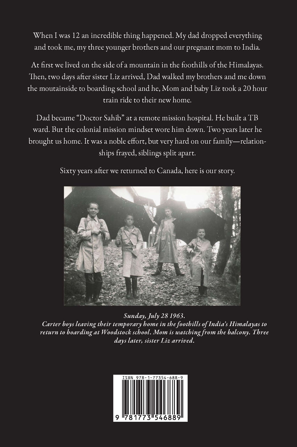 Back Cover of Doctor Sahib and Me by Tom Carter