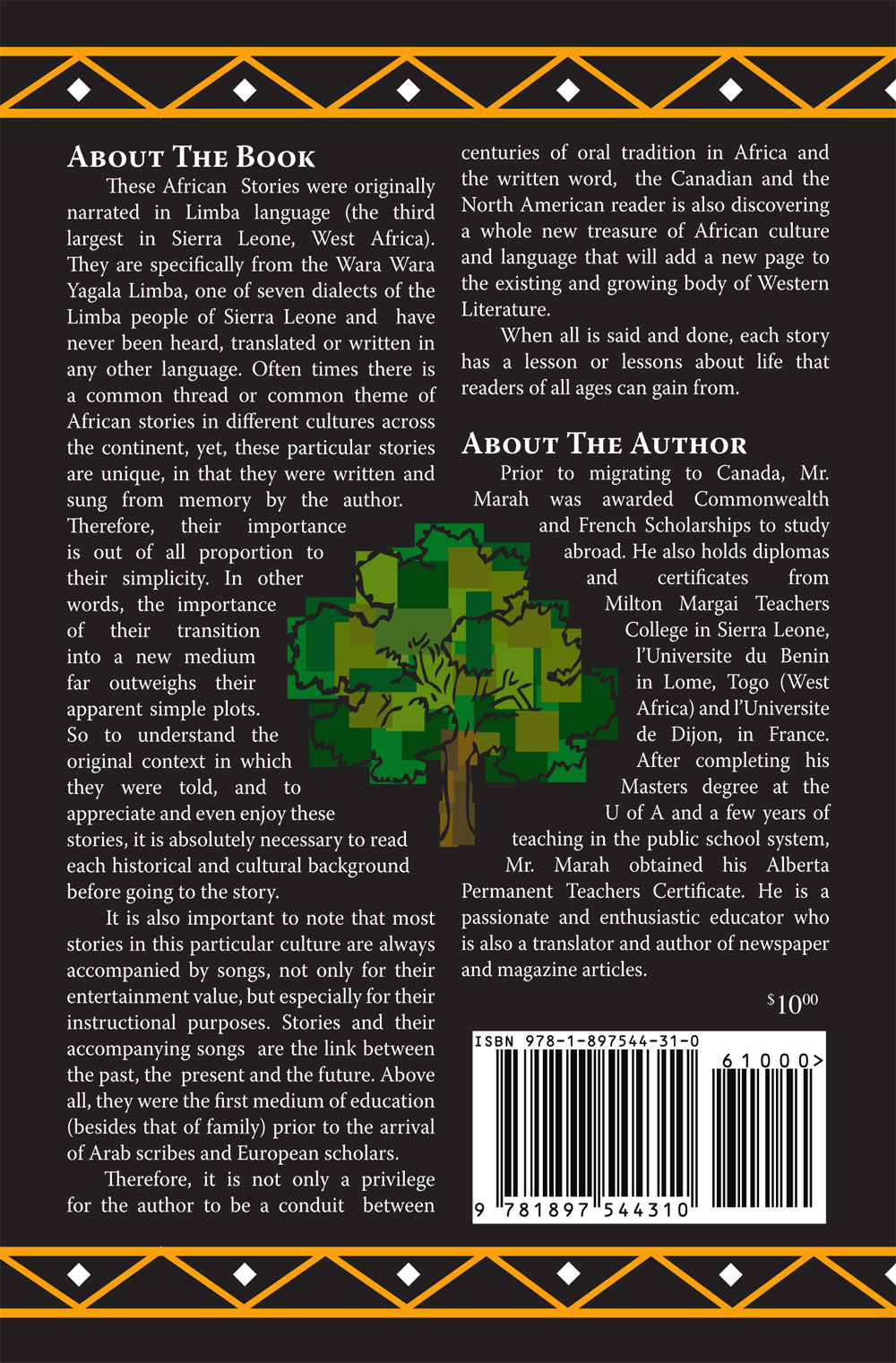 Back Cover of African Stories By Augustine T. Marah