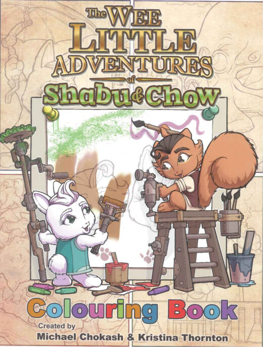 Front Cover of The Wee Little Adventures of Shabu and Chow Colouring Book by Iron Octopus