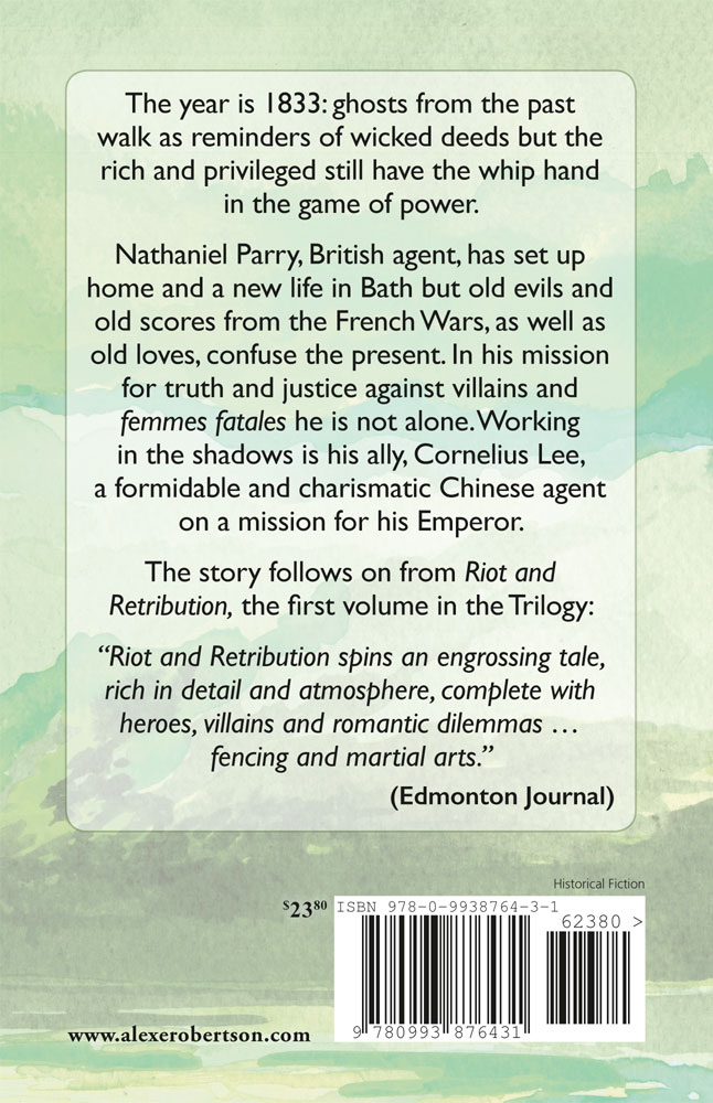 The back cover of Napoleon's Gold - The Wages of Sin, by Alex Robertson