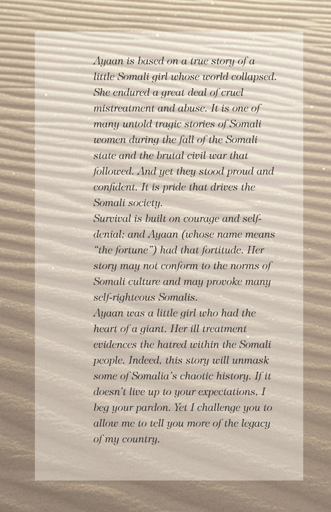 Back Cover of Ayaan: Inheritor of Faded Dreams by Abdirisak Esse