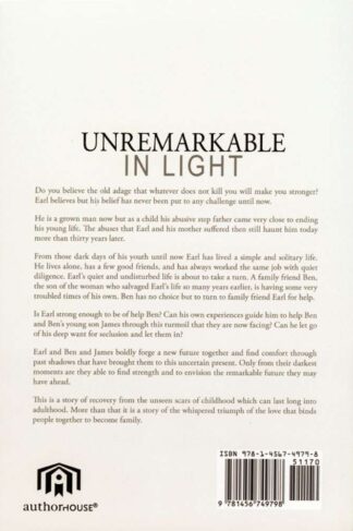 The back cover of Unremarkable in Light, by Christine Falk