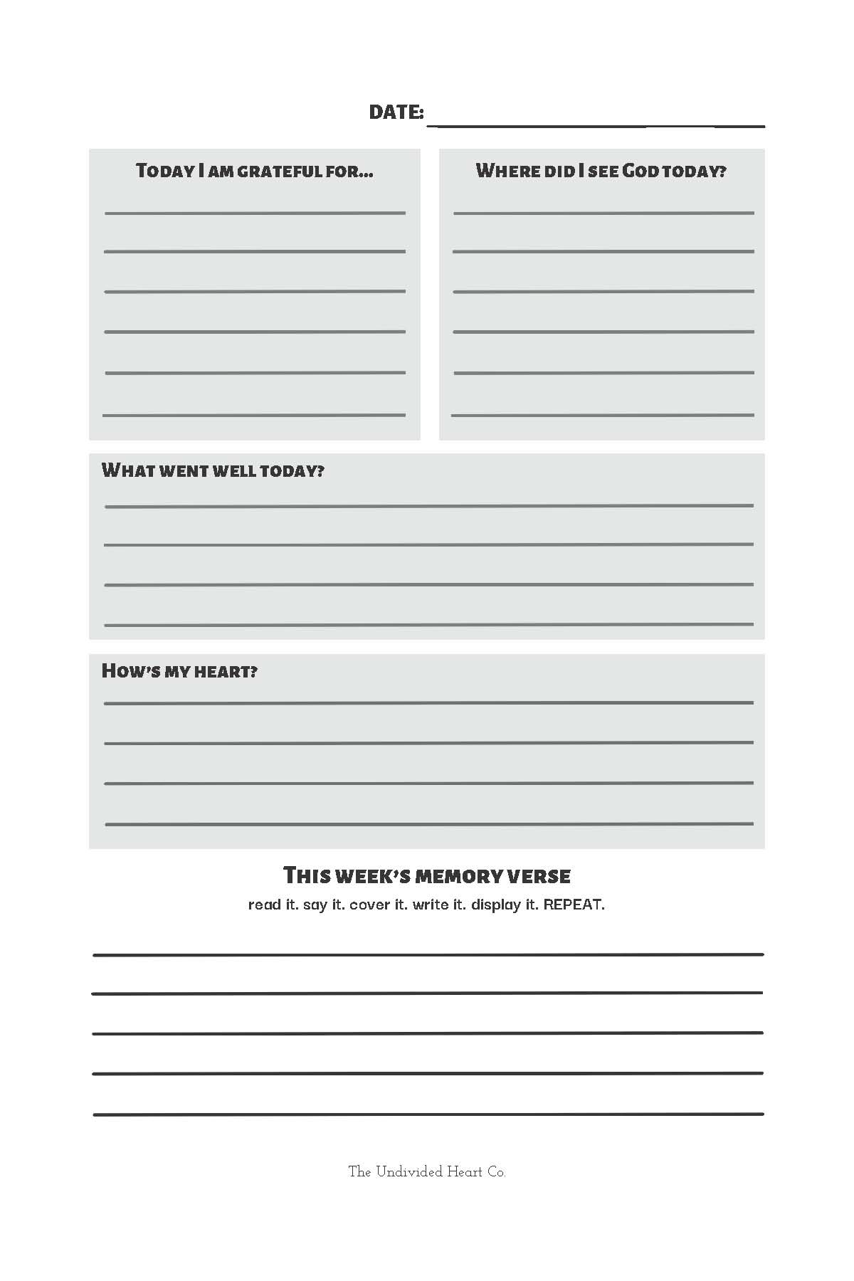 Pages from Growth & Gratitude Daily Journal by The Undivided Heart Co.